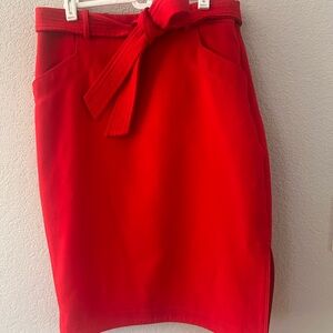 Banana Republic Red Pencil Skirt with Tie Front